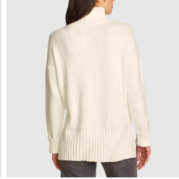 πNWT! EDDIE BAUER Funnel Neck Ivory Soft & Cozy Classic Sweater Sz. Small - Picture 2 of 9